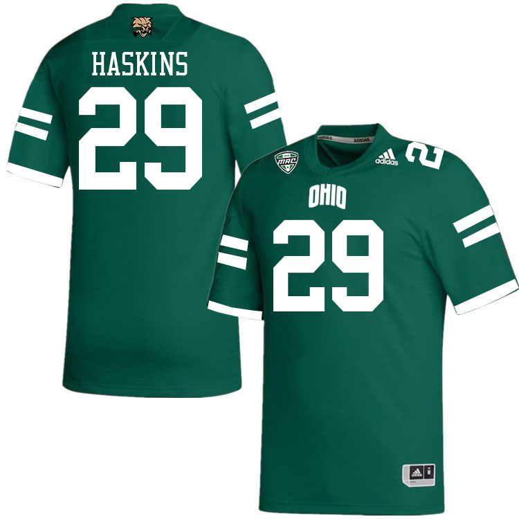 Ohio Bobcats #29 JT Haskins College Football Jerseys Stitched-Green